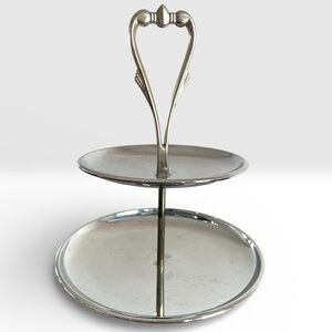 KROMEX 2-Tier Serving Dish, Chrome Trays Heavy Handle Vintage MCM Appetizers